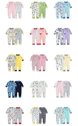 Teach Leanbh Baby 2-Pack Footless Pajamas Cotton Long Sleeve Printing 2 Way Zipper Romper Jumpsuit Sleep and Play 3-24 Months thumbnail 5