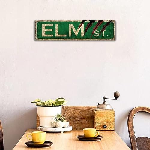 Vintage Metal Tin Horror Movie Decor - Elm Street Sign, 4x16 inch - Bathroom & Bedroom Decor for Men's Man Cave thumbnail 6