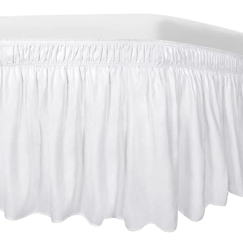 Easy-Going Bed Skirt for Twin or Full Size Bed, 18 Inch Tailored Drop, Fitted with Adjustable Elastic Belt, Convenient to Use Without Lift The Mattress (Twin/Full, White) - Twin/Full - 18" Drop - White - Image 1