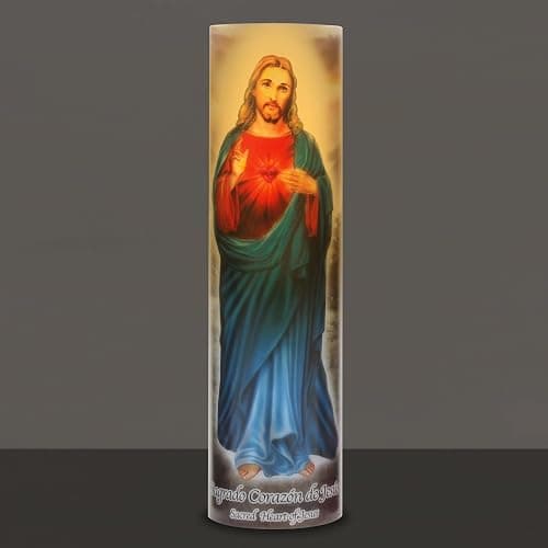 Stonebriar Jesus Flameless LED Devotional Prayer Candle with Automatic Timer, Unique Religious Decoration for Home, Office, or Place of Worship 8 Inches thumbnail 2