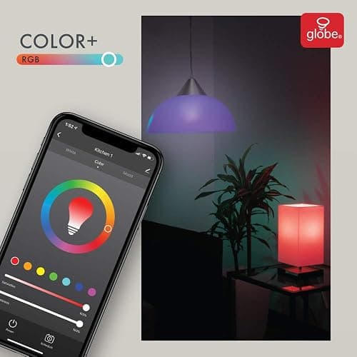 Globe Electric Wi-Fi Smart 10 Watt (60W Equivalent) Multicolor Changing RGB Tunable White Dimmable Frosted Led Light Bulb, No Hub Required, Voice Activated, 2000K - 5000K, A19 Shape, E26 Base 34202 thumbnail 6