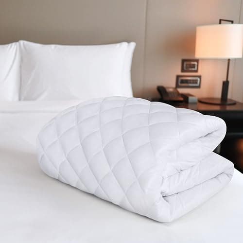 Utopia Bedding Quilted Fitted Mattress Pad, Queen Size, Elastic Fitted Mattress Topper Protector and Cover with Deep Pocket Stretches up to 16 Inches, Machine Washable (White) thumbnail 2