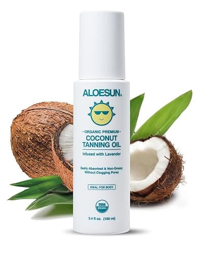 ALOESUN Organic Coconut Tanning Oil Spray Infused with Organic Lavender Oil | Natural Deep Tanning Accelerator | Moisturizing & Hydrating Tan | Non-Greasy | Vegan & Cruelty-Free | Travel Size 3.4 Oz | Organic, Coconut, Non-Greasy, Vegan, Cruelty-Free - Image 1