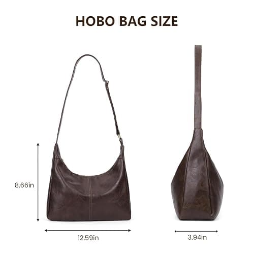 Slouchy Shoulder Bag for Women Leather Brown Purse Daily Hobo Bags Large Capacity Crossbody Bag Fall Handbags with Zipper thumbnail 6