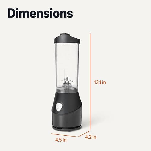 Amazon Basics Portable Blender for Smoothies and Shakes with 250W Power,15 Oz BPA Free Travel Cup and Lid, Black thumbnail 2
