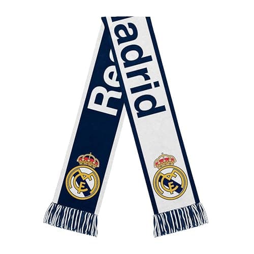 Icon Sports Officially Licensed Real Madrid CF Reversible Soccer Scarf, Blue Premium Acrylic Unisex Soccer Gear - Image 1