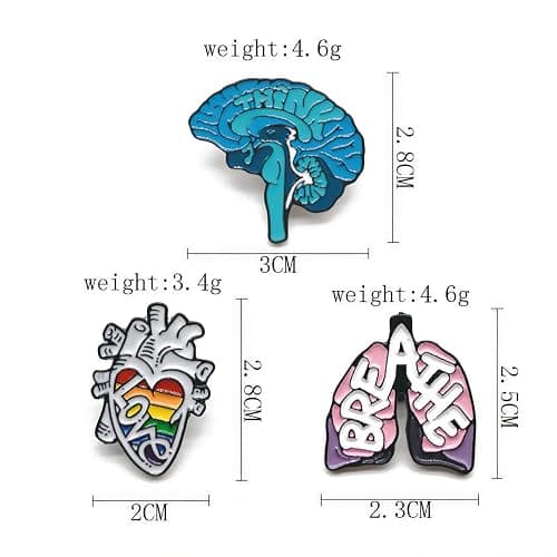 LIUJINCAN (3 PCS) Horror Skeleton Record Player and Unique Heart Brain Lung Enamel Pins Set, Accessory for DIY Backpacks Clothes Jeans Hats Badge and Gift thumbnail 5