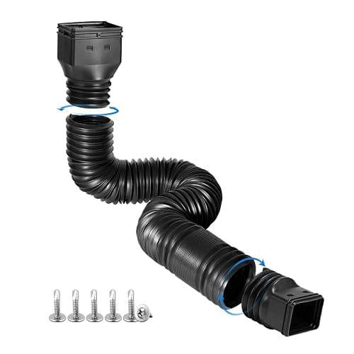 plusgutter Black 1-Pack Rain Gutter Downspout Extensions Flexible, Drain Downspout Extender,Down Spout Drain Extender, Gutter Connector Rainwater Drainage,Extendable from 21 to 68 Inches - Image 1