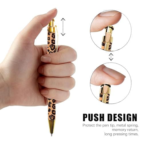 Scribesense Ballpoint Pen 3Pcs Click Black Ink Metal Retractable 1.0 mm Medium Ballpoint Pens Quick Dry for Office School - Leopard Pattern thumbnail 3