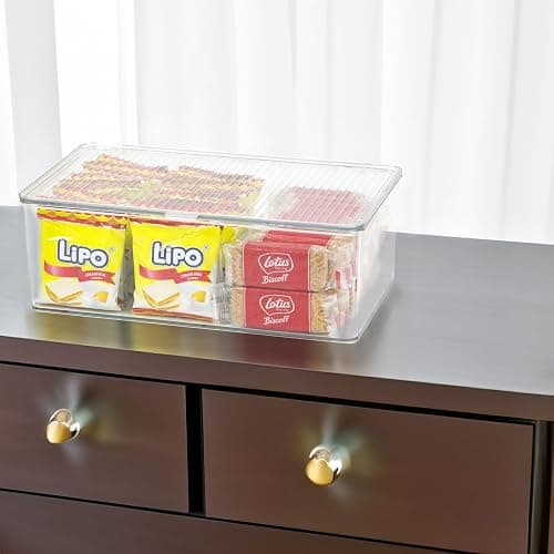 ZEXALOR Clear Plastic Storage Bin with Lid, Makeuo Holder, Fridge Organizer, Refrigerator Organizers and Storage, Small Container for Pantry, Office, Dresser, Bathroom, Kitchen, Snack thumbnail 7