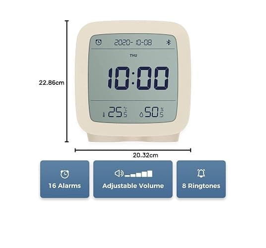 qingping Bluetooth Alarm Clock, Works with Mi Home, Smart Digital App Controlled Clock with Date, Time, Temperature, Humidity, Snooze, 16 Alarms and 8 Ringtones thumbnail 2