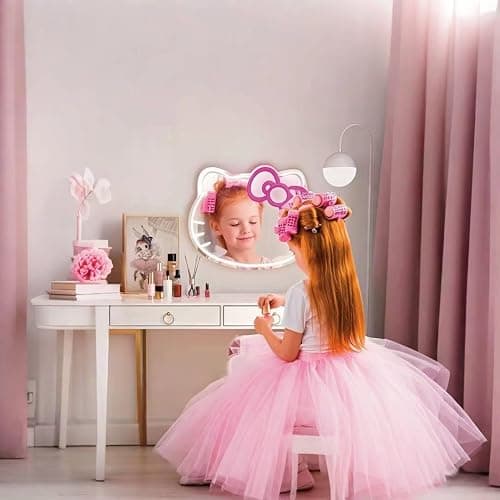 GALLIA Anime Hello Kit Mirror Vanity, Neon Mirror with Dimmable LED Lights, Perfect for Teen Girl Gift, Room Decor, 14.6" x 12.2" thumbnail 7