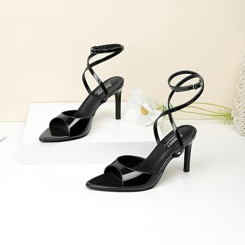Susanny High Heels for Women Pointed Open Toe Strappy Chunky Block Heels Ankle Strap Stiletto Kitten Heeled Sandals Wedding Bridal Party Prom Sexy Dress Shoes thumbnail 7