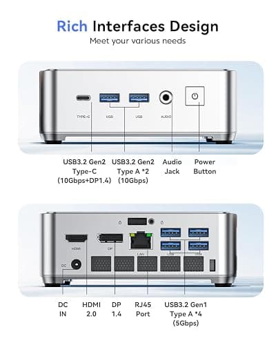 KAMRUI Pinova P2 Mini PC 16GB RAM 512GB SSD, AMD Ryzen 4300U(Beats 10110U/3500U/N95,Up to 3.7GHz,4C/8T)Mini Computers,Triple 4K Display/HDMI+DP+Type-C/WiFi/BT for Home/Business Mini Desktop Computers thumbnail 7
