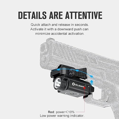 OLIGHT PL-Mini 2 Valkyrie 600 Lumens Magnetic USB Rechargeable Compact Weaponlight with Adjustable Rail, High Performance CW LED Tactical Flashlight with Built-in Battery thumbnail 7