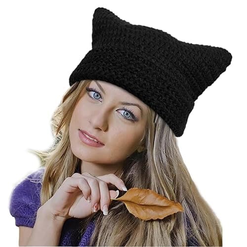 Women Beanie Warm Winter Hats, Soft Knit Lazy Beanie for Women, Women Cat Beanie，Women Fox hat, Slouchy Beanies for Women thumbnail 4