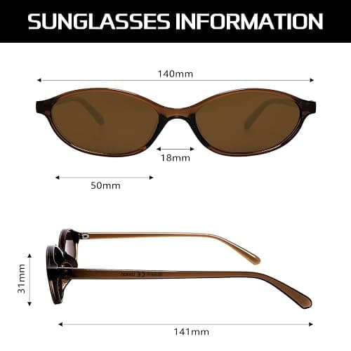GUVIVI Retro Oval Sunglasses for Women Chic Cat Eye 90s Sunnies Lightweight Narrow Shades Trendy UV protection Sun Glasses thumbnail 4