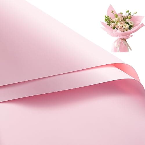 RUSPEPA 20 Sheets Flower Wrapping Paper, Waterproof Floral Bouquet Wrapping Paper, Florist Supplies Packaging for Birthday, Party, Wedding and DIY Crafts - Pink - Image 1