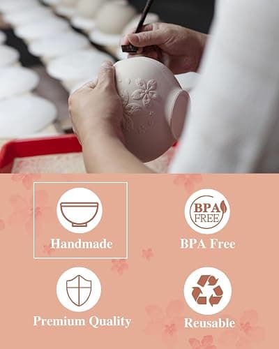 ZENS Matcha Whisk Set, Pink Ceramic Matcha Bowl with Embossed Sakura, 6pcs Matcha Tea Kit Includes Bamboo Whisk, (Chasen Holder) Scoop & Sifter, Tea Towel for Matcha Ceremony, Pink thumbnail 9