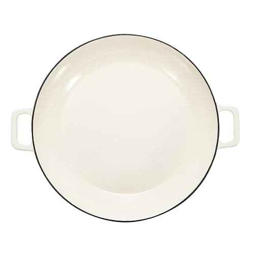 AmazonBasics Enameled Cast Iron Covered Casserole Skillet, 3.3-Quart, White thumbnail 5