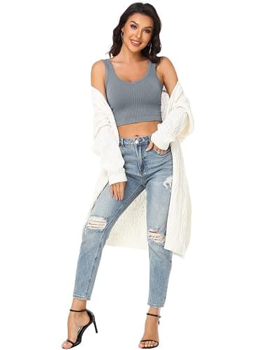 PINKSAVIOR 3 Pack Crop Tank Tops for Women V Neck Sleeveless Basic Tanktops for Workout Yoga Shirts thumbnail 6