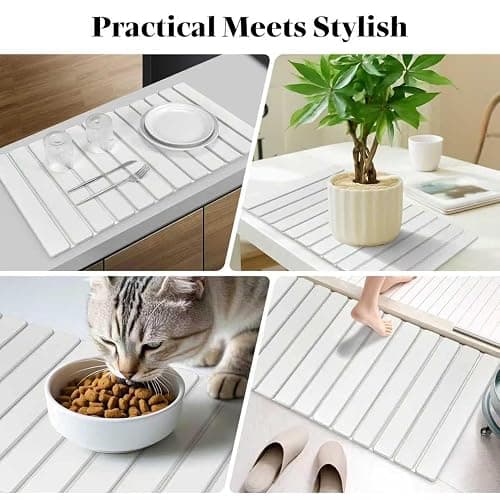 Extral Large Stone Dish Drying Mats for Kitchen Counter, 28"(L)×16"(W) Quick Dry Dish Drying Mat, Collapsible Eco-Friendly Absorbent Diatomaceous Earth Mat for Dishes Cups, Match Any Countertop thumbnail 7