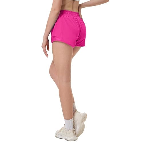 Aurefin High Waisted Athletic Shorts for Women, Womens Plus Size Running Workout Shorts with Liner and Zip Pocket 4 inch thumbnail 3