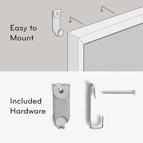 U Brands Farmhouse Linen Bulletin Board, 30" x 20", White Wood Style Frame, Includes Push Pins thumbnail 5