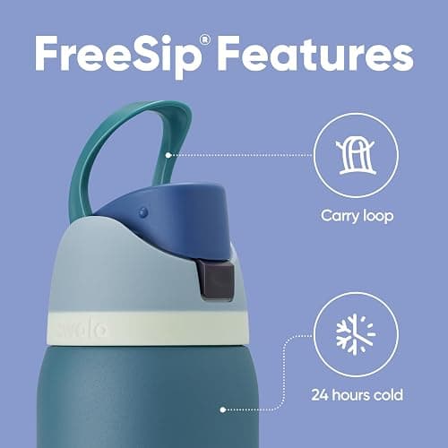Owala FreeSip Insulated Stainless Steel Water Bottle with Straw, BPA-Free Sports Water Bottle, Great for Travel, 32 Oz, Denim thumbnail 4