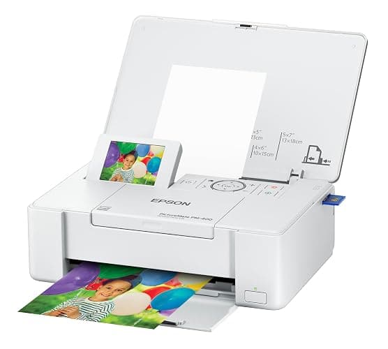 Epson PictureMate PM-400 Wireless Compact Color Photo Printer, white | Compact wireless photo printing; borderless 4 x 6 and 5 x 7 in., mobile support; ideal for home and travel thumbnail 2