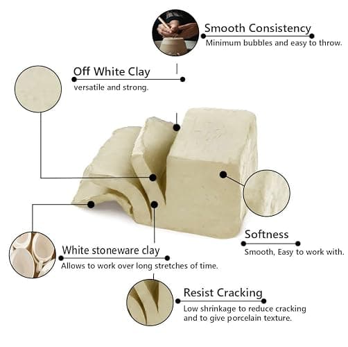Old Potters Mid High Fire White Stoneware Clay for Pottery | Cone 5-10 | Ideal for Wheel Throwing, Hand Building, Sculpting | Great for All Skill Levels | Greenware Clay, 10 lbs. thumbnail 2