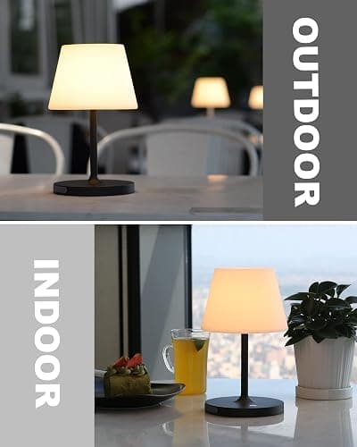 WEILAILUX Outdoor Battery Operated Table Lamp Waterproof, 4000mAh Cordless Table Lamp Rechargeable, Touch Dimmable Desk Lamp, LED Night Light for Patio Camping Restaurant Home, H9.6in, Dark Grey thumbnail 7