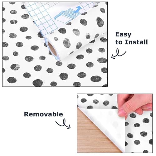 GaliGali Peel and Stick Wallpaper, Contact Paper for Home Decorate, Black and White Polka-Dot Wall Paper, Self-Adhesive Peel and Stick Vinyl Waterproof, 17.3" x 78.7", No.5195-2 thumbnail 5