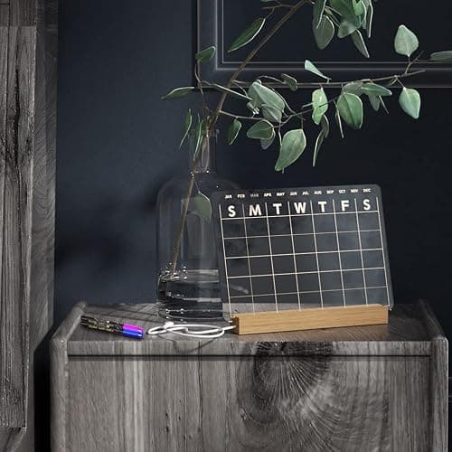 Light Up Clear Dry Erase Calendar 13 x 9 inch with 5 Markers, Acrylic Lighting Markable Calendar Board Agenda for Bedroom/Office/Home/Kitchen thumbnail 5