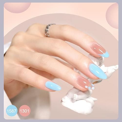 GAOY 42 Pcs Gel Nail Polish Kit, Pink White Red Jelly Nude Colors All Seasons Gel Nail Polish Set with Glossy & Matte Top Coat and Base Coat for DIY Manicure at Home thumbnail 4