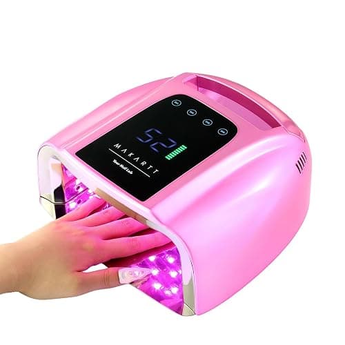 Makartt UV LED Nail Lamp with Handle for Gel Polish – Fast Curing UV Light Nail Dryer with 42 Beads 4 Timers Cordless Rechargeable Design LCD Touchscreen & Smart Sensor(Gradient Pink) - Image 1