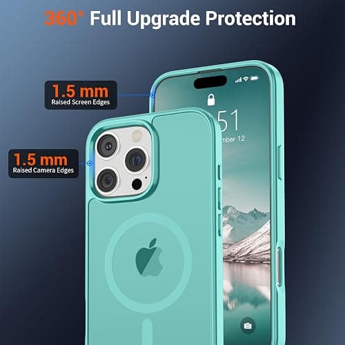 SUPFINE Magnetic for iPhone 16 Pro Case (Compatible with MagSafe) (Military Grade Drop Protection) Slim Translucent Matte Shockproof with Anti-Fingerprint Phone Case, Blue Green thumbnail 4