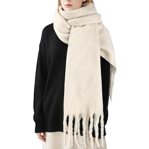 Women's Mohair Winter Scarf Pure Color, Warm Winter Scarf for Women and Men, Soft Luxurious Cashmere Feel Scarfs - Image 1