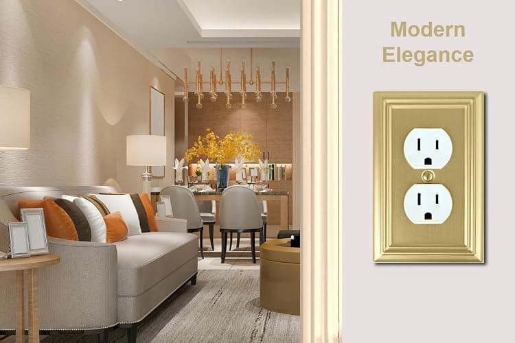 OKAWYC Single Duplex Outlet Light Switch Cover Adler Metal Wall Plate, 4-Pack Brushed Brass 1 Gang, for Receptacle Light Switch, Switch Cover Decorative Wallplate, Durable thumbnail 5