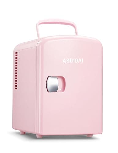 AstroAI Mini Fridge 4 Liter/6 Cans Makeup Skincare Fridge Portable Cooler and Warmer Little Tiny Fridge for Bedroom (Pink) - Image 1