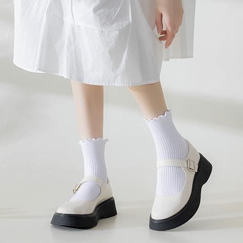 2. Mcool Mary Womens Ruffle Socks, Cute Ankle Winter Warm Knit Cotton Frilly Sock 6 Pack thumbnail 3