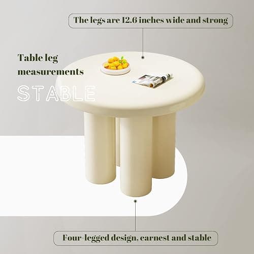Guyii Cream White Dining Table, Round Kitchen Table, Modern Dining Room Table for Kitchen, Bar, Living Room, Table Only thumbnail 5