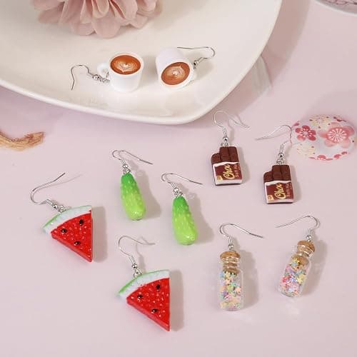 36 Pairs Fun Cute Earrings Set Weird Cool Funky Aesthetic Drop Dangle Earrings for Teen Girls Women Jewelry Gift thumbnail 4