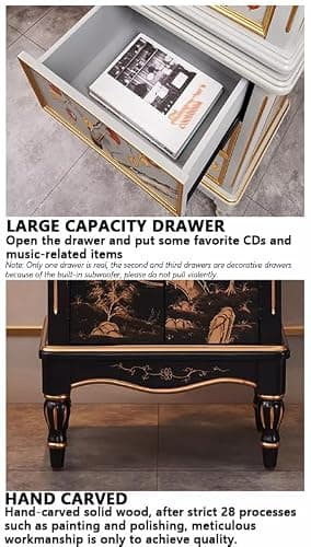 MegLob Retro Gramophone, Retro Floor-Standing Vinyl Turntable, Old School Vinyl Record Player, Classic Gramophone, Turbine Tonearm, CD/U Disk/Wireless Connection/Radio, Vintage Decor,Black thumbnail 6