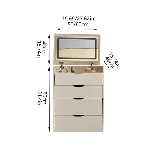 namitihome Elegant 3-in-1 Vanity Set 23.6" Desk with Flip Mirror, 3 Drawers Padded Stool Walnut Modern Bedroom Makeup Table(White, 23.6) thumbnail 2