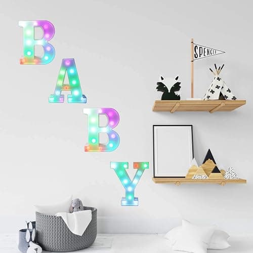 Pooqla Colorful LED Marquee Letter Lights with Remote – Light Up Marquee Signs – Party Bar Letters with Lights Decorations for the Home - Multicolor A thumbnail 7