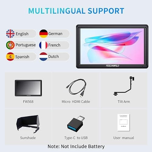 FEELWORLD FW568 6 inch DSLR Camera Field Monitor with Waveform LUTs Video Peaking Focus Assist 1920x1080 IPS 4K HDMI Professional Video Accessories thumbnail 8