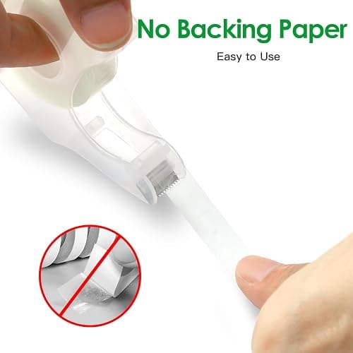 Double Sided Tape, Light Duty Permanent Tape with Dispenser, Narrow Width, Translucent, 4 Pack, 1/2 x 300 inches, Double Stick Tape for Crafts, Arts Projects, Gifts Wrapping, Office School Supplies. thumbnail 2