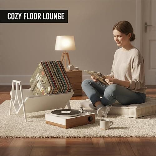 ZEXVIDA Vinyl Record Storage Rack for 50 LPs, Vinyl Record Album Holder Heavy-Duty Record Storage Shelf with Handles, Record Holder, Multi-Purpose Organizer thumbnail 2