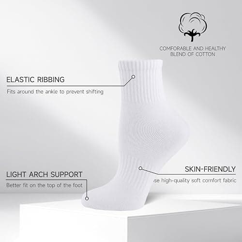 eallco Mens Ankle Socks Cotton Quarter Thin Ankle High Mini Crew Socks for Men 6 Pairs thumbnail 8
